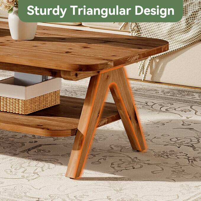 47.2"W Solid Wood Coffee Table