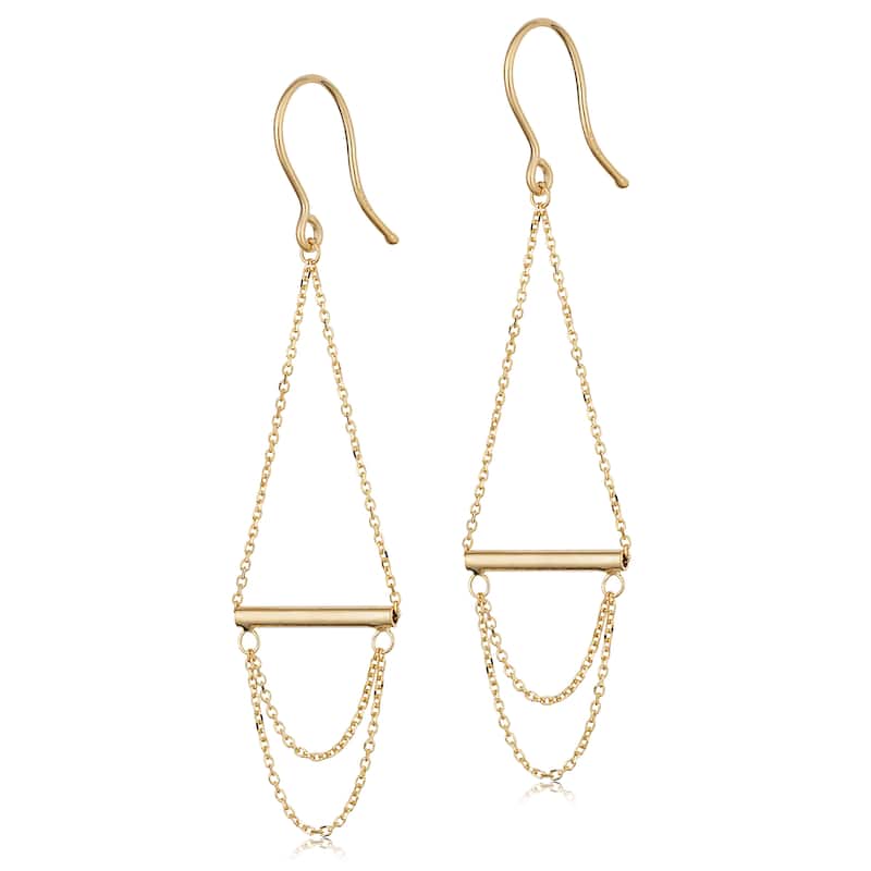 14k Yellow Gold Chandelier Hook Earrings