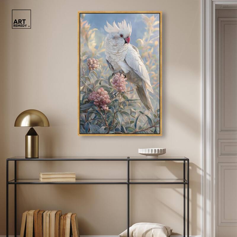 Cockatoo and Blossoms Canvas by Art Remedy