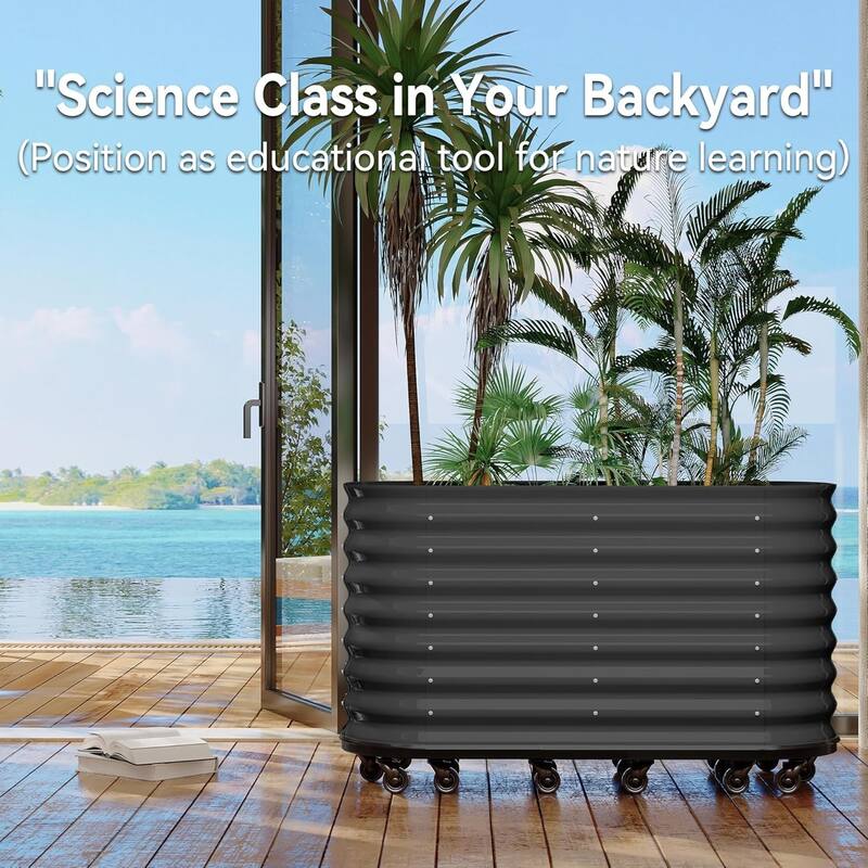 59x24x28inin Galvanized Raised Garden Bed with Wheels and Water Reservoir Portable Rolling Elevated Raised Garden Bed Gray