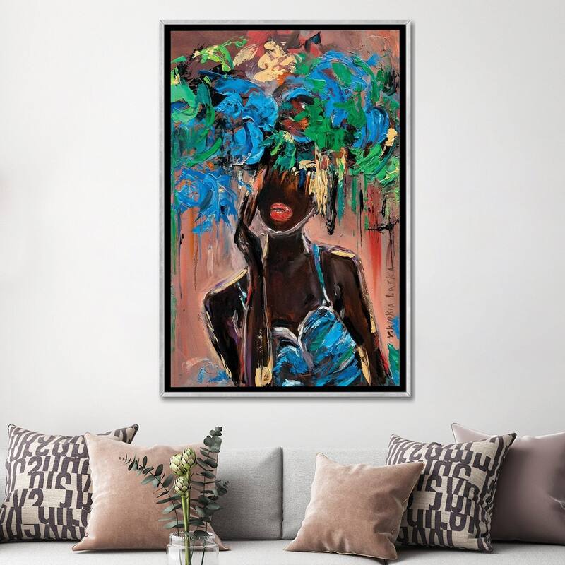 Large Wall Art, Framed Art, African Woman In Blue, by Viktoria Latka