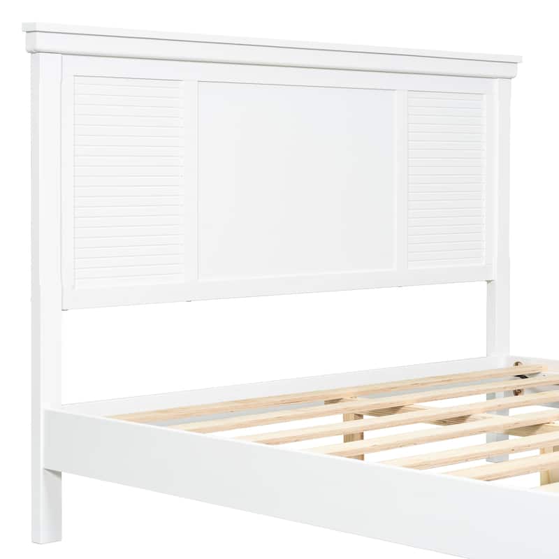 Christopher Knight Home - Elsa Elegant White Solid Wood Platform Bed with Farmhouse Style