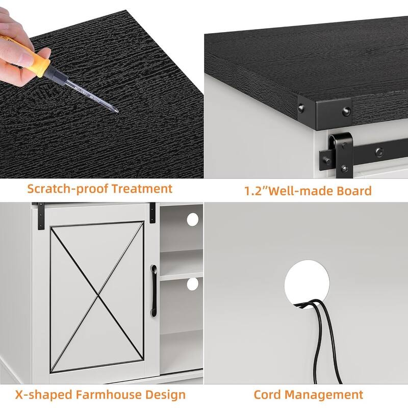 TV Stand, with Sliding Barn Doors, up to 65"