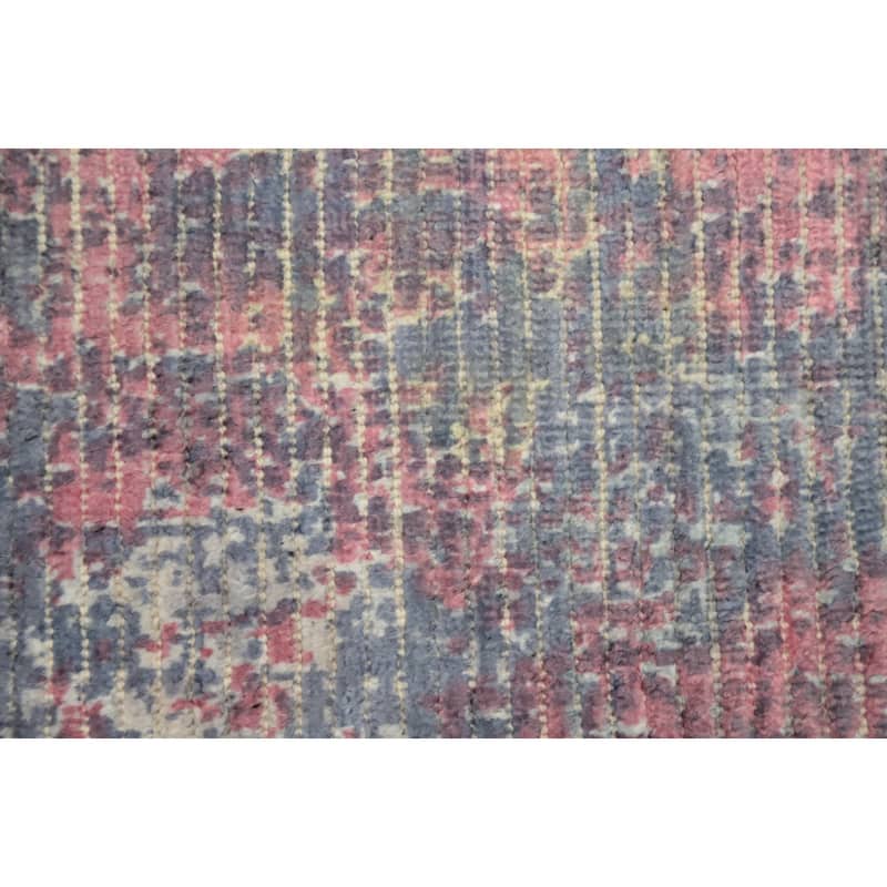Hand Knotted Oriental Viscose Silk Carpet Modern Abstract Pink Abstract Area Rug - 8' 1'' X 5' 1''
