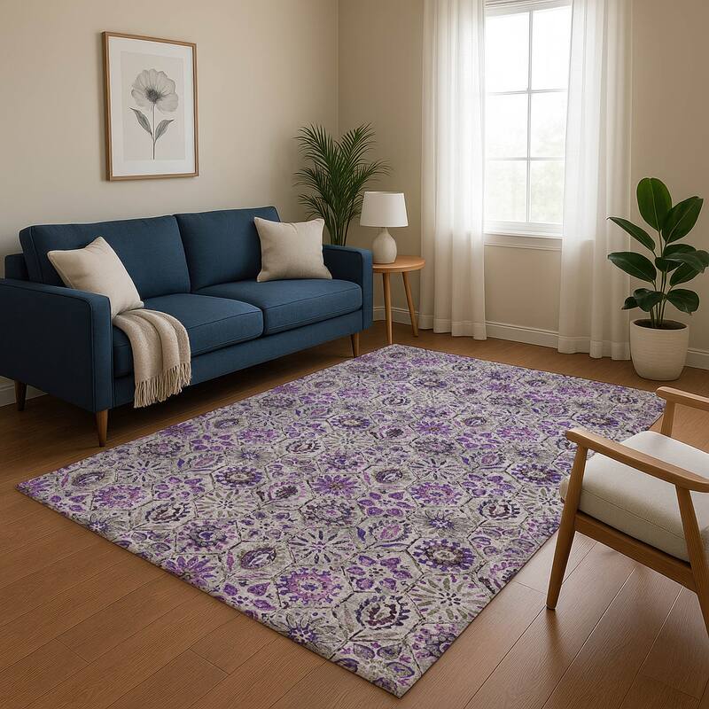 Premium Washable Super Soft Traditional Farmhouse Mayfield Rug - Purple - 10' x 14'