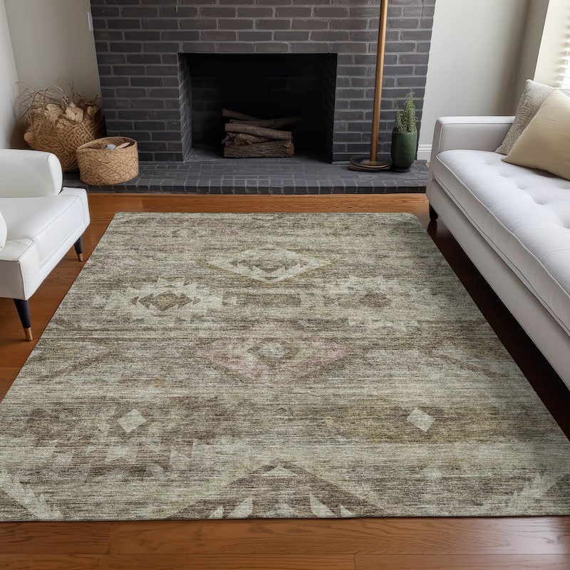 Premium Washable Super Soft Tribal Boho Mayfield Rug - Brown - 3' x 5' - Rectangle