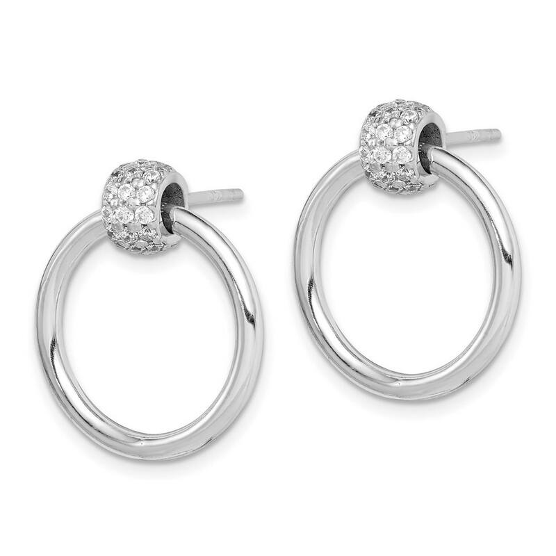 Curata 925 Sterling Silver Rhodium Plated Polished CZ Cubic Zirconia Dangle Earrings