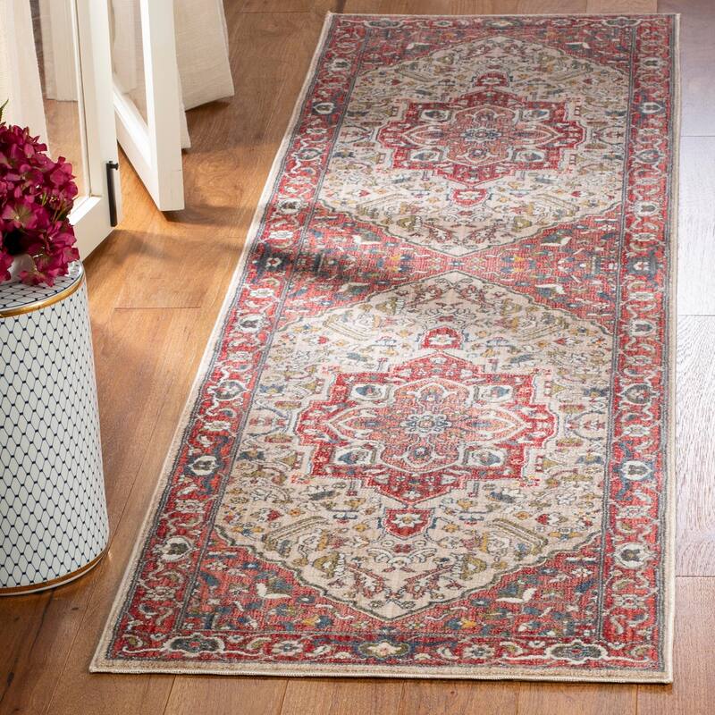 SAFAVIEH Vintage Persian Eligija Vintage Oriental Rug - Red/Ivory - 2' 2" x 8'
