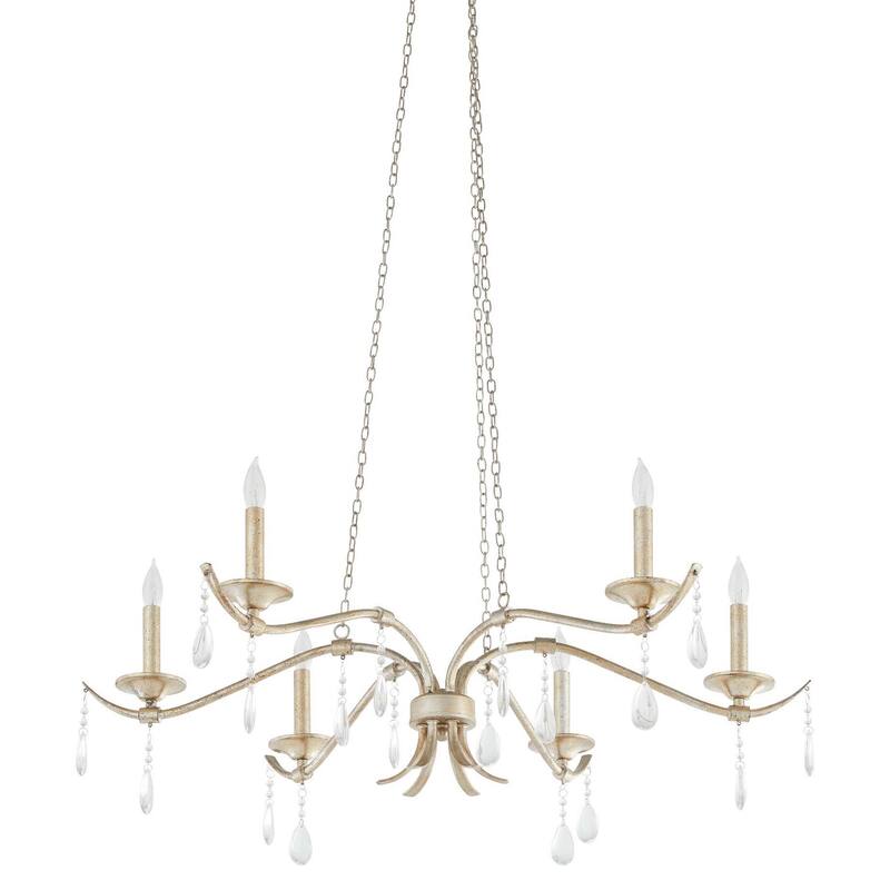 Quorum International 603-6 Lorelei 6 Light 36" Wide Crystal Candle - Aged Silver Leaf