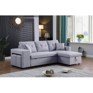 Linen Fabric L-shaped Reversible Sectional Sleeper Sectional with ...