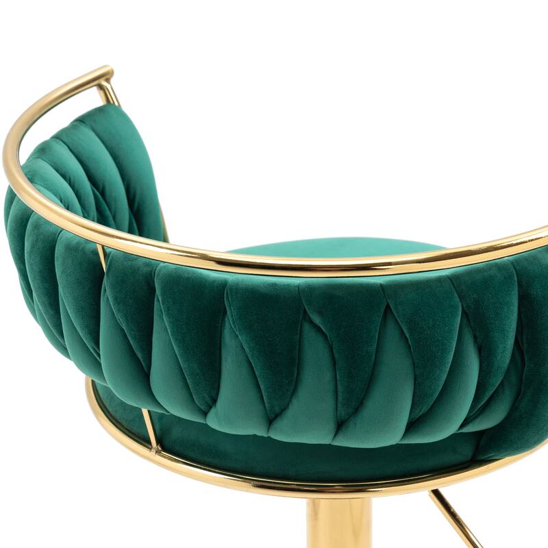 4 Set Modern Velvet Adjustable Swivel Bar Stools with Metal Frame