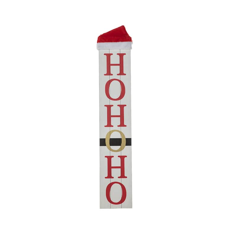 Glitzhome 42.25"H Reversible Wooden HOHOHO/WELCOME Porch Sign Decor