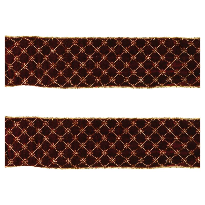 Ornate Diamond Pattern Wired Ribbon (Set of 2)