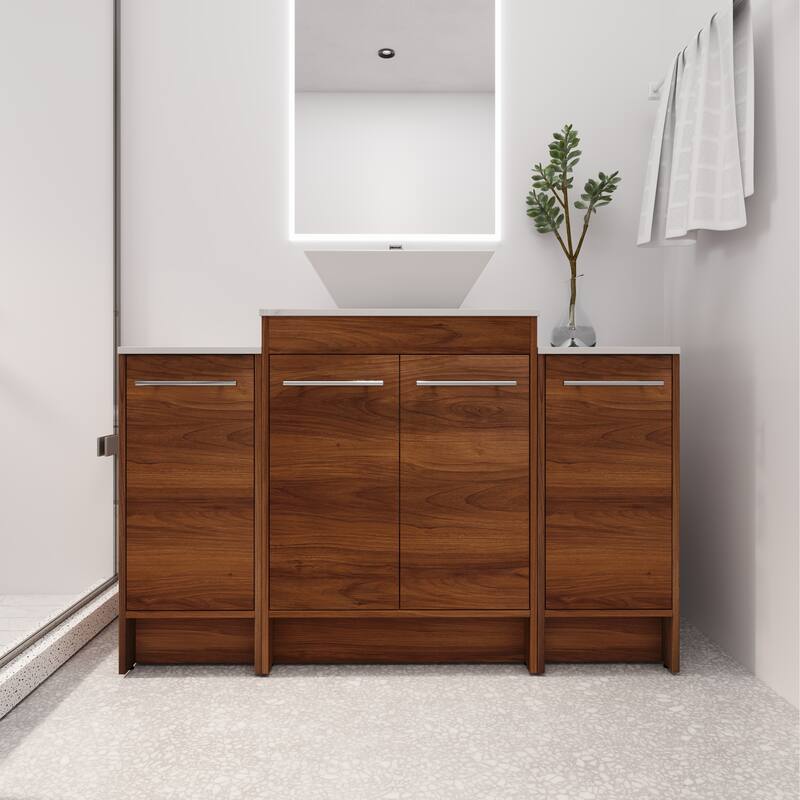 BNK 24/36/48/60 Inch Bathroom Vanity with Sink, Freestanding Bathroom Vanity with Soft Close Doors and Adjustable Shelf - 48"x18" - BRE101