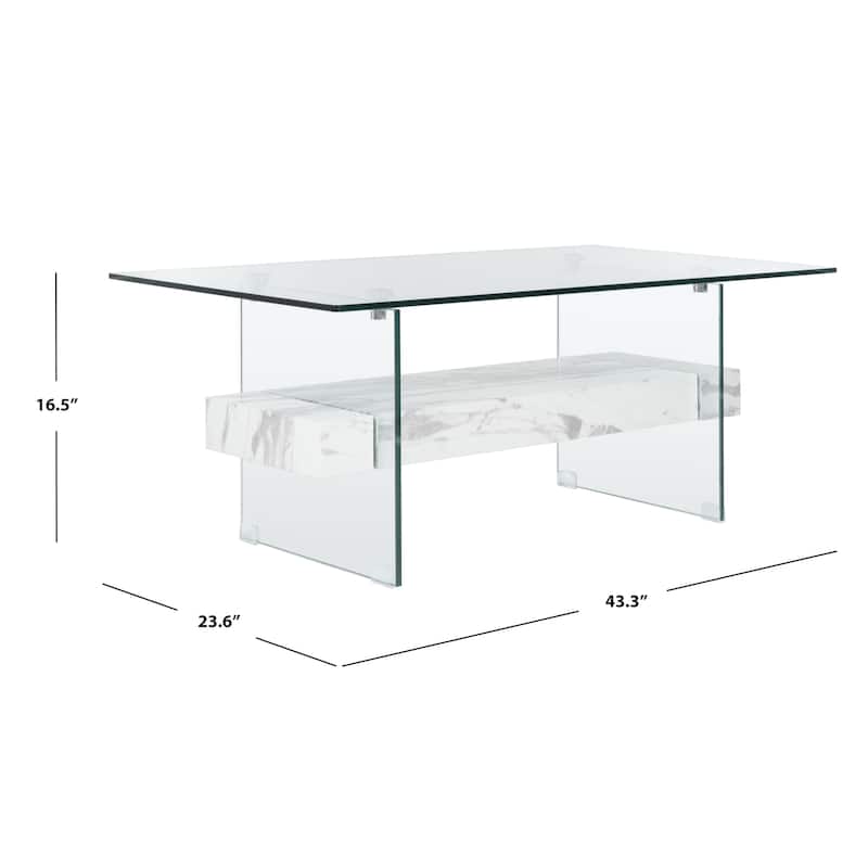 SAFAVIEH Kayley Modern Glass Coffee Table - 43.3" x 23.6" x 16.5"