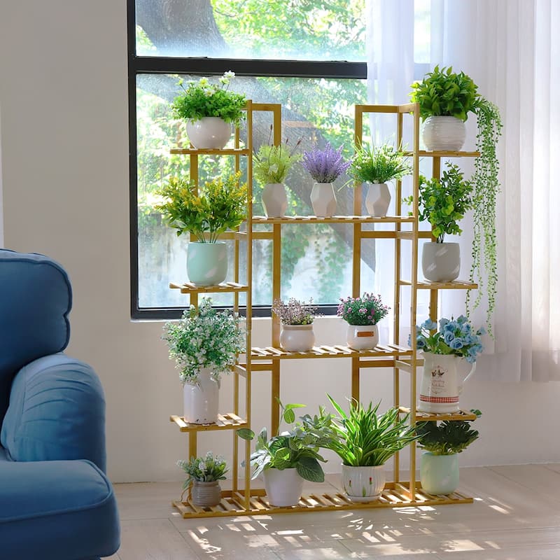 Tiered Bamboo Plant Stand Flower Potted Display Rack Multilayer Storage Holder