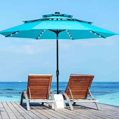 Zenova 10ft 3 Tier Outdoor Patio Umbrella with LED Lights