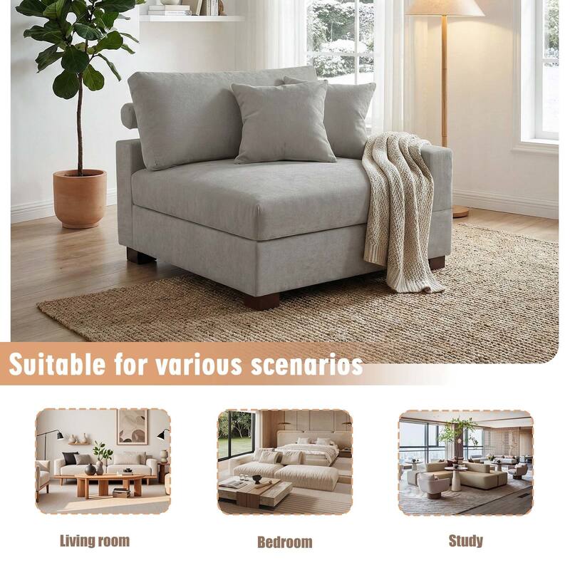 Chenille Upholstered Armless Accent Chair With Plush Cushion