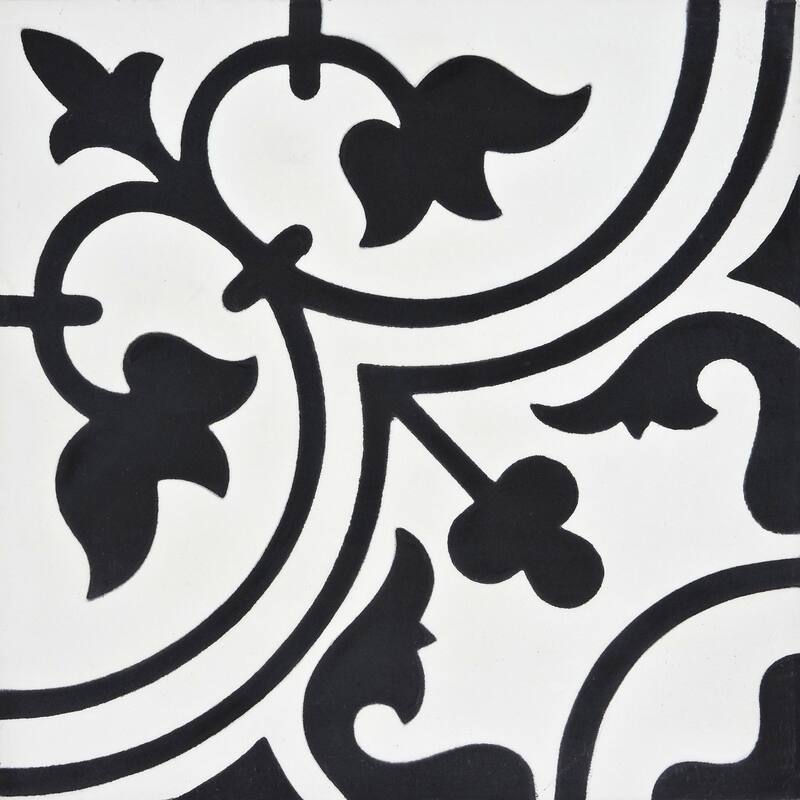 Handmade Casa in White and Black Tile, Pack of 12 (Morocco)