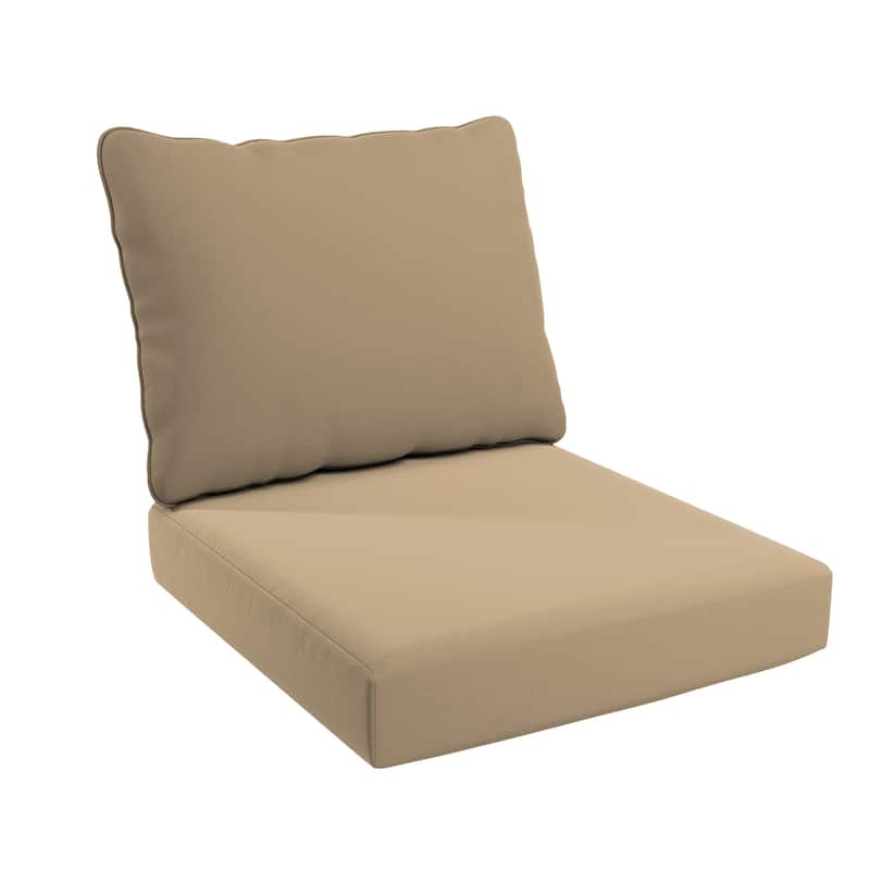 California Umbrella Outdoor Deep Seat Cushion Set, 24" x 48", 5.5" Thick Seat, Solstice Olefin Fabric - Beige