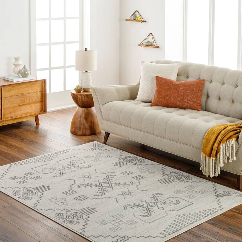 Livabliss Pisa Modern Global Area Rug - 7'10" x 10' - Beige/Grey