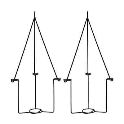 Achla Designs 22.5"H Black Powdercoated Wrought Iron Indoor/Outdoor Vera Plant Hangers (Set of 2)