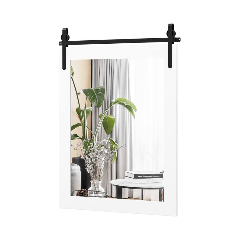 Costway 30''x22'' Wall Mount Mirror Decor Vanity Mirror Wood Frame - See Details