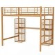 preview thumbnail 9 of 9, Full Metal Loft Bed with Underneath Built-in Desk and Shelves - Brown