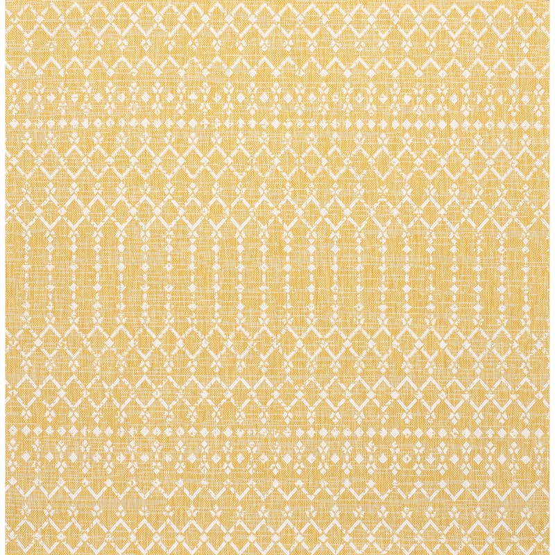 JONATHAN Y Trebol Moroccan Geometric Textured Weave Indoor/Outdoor Area Rug - 5' Square - Yellow/Cream