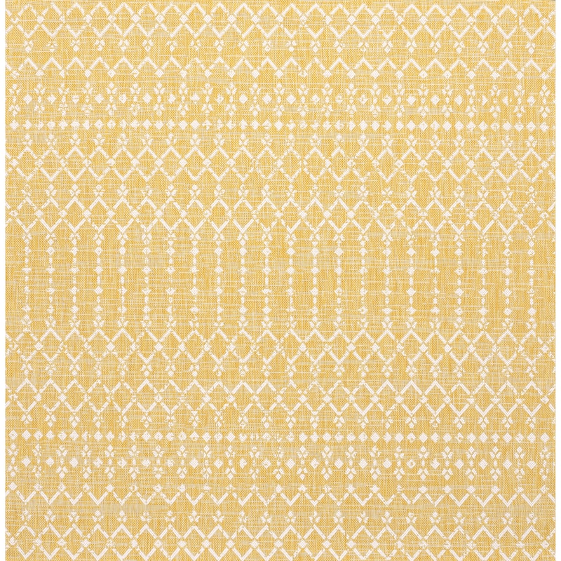 JONATHAN Y Trebol Moroccan Geometric Textured Weave Indoor/Outdoor Area Rug - 5' Square - Yellow/Cream