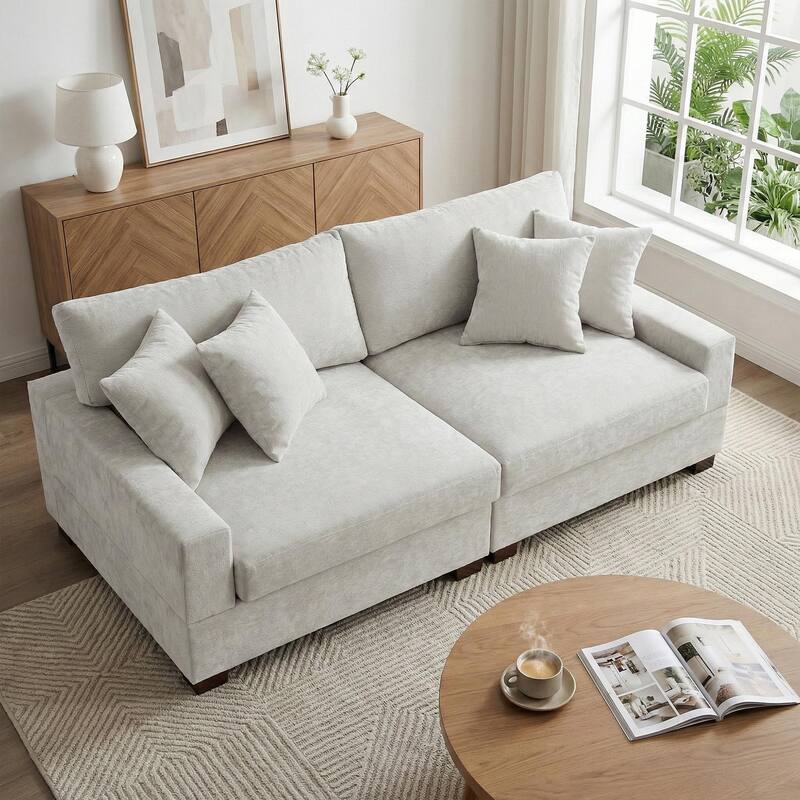 Modern Upholstered Chenille Modular Sectional Sofa with Pillow