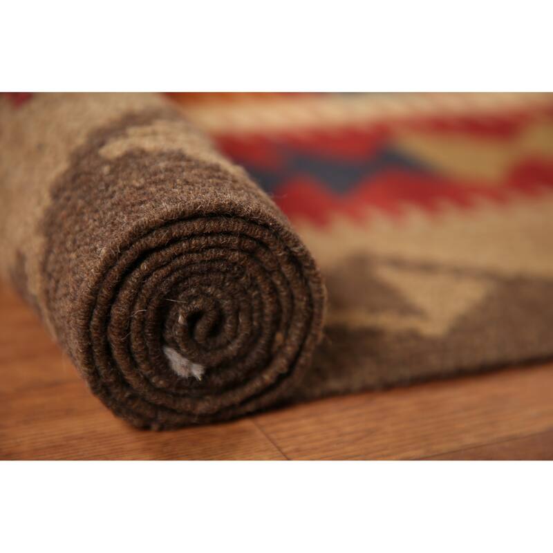 Geometric Modern Kilim Rug Reversible Hand-woven Wool Carpet - 6'4"x 9'8"