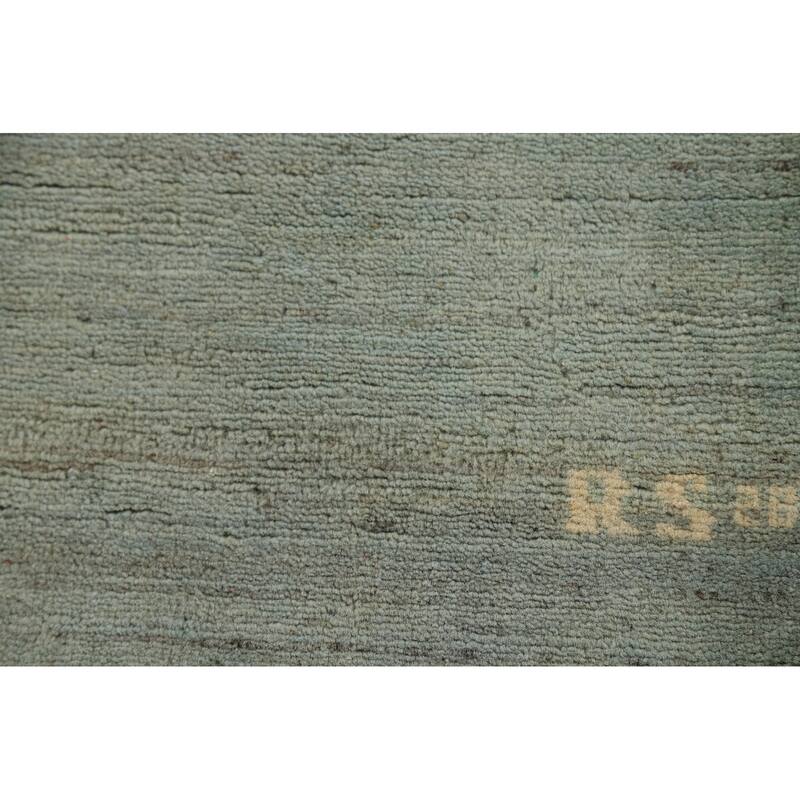 Green Gabbeh Modern Foyer Rug Hand-Knotted Accent Wool Carpet - 2'9"x 4'0"