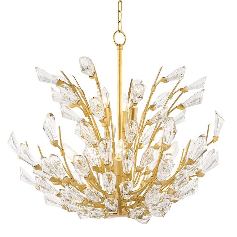 Hudson Valley Lighting Tulip 9 Light 28" Wide Crystal Chandelier - Gold Leaf