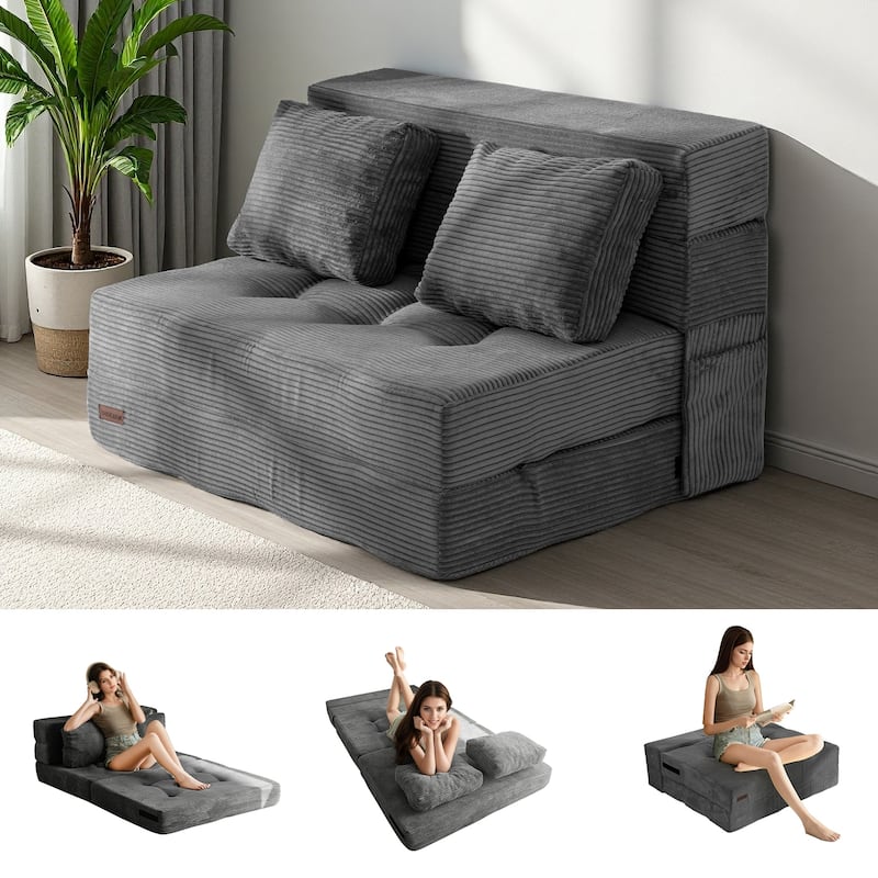 Corduroy Convertible Sofa Bed,Floor Sleeper Sofa