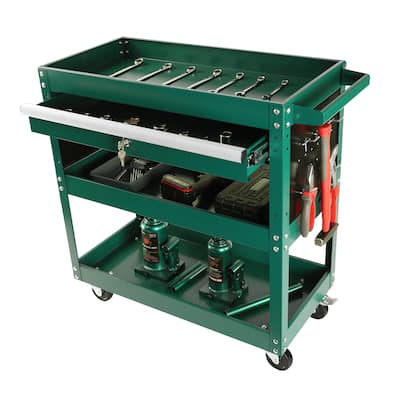 3-Tier Rolling Tool Cart, Heavy Duty Cart Tool Organizer with Drawer