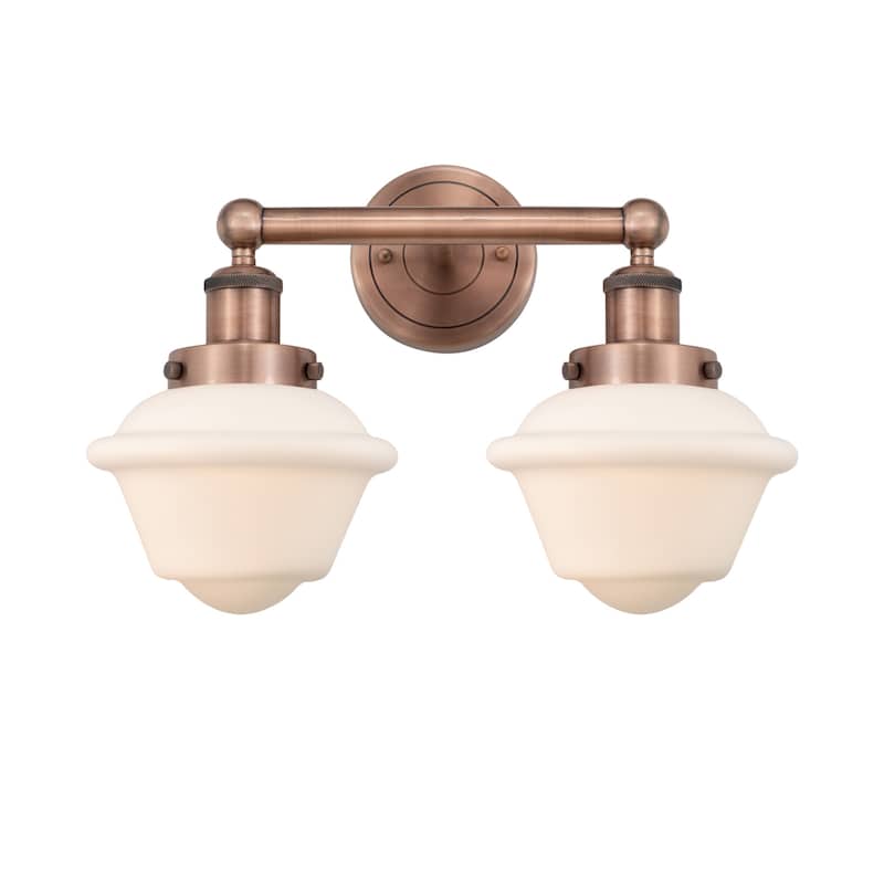 Innovations Lighting 616-2W-10-16 Oxford Vanity Oxford 2 Light 16" - Antique Copper / Matte White