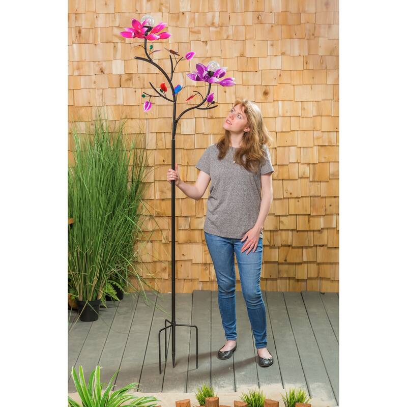 92 in. Spinning Flowers Solar Wind Spinner