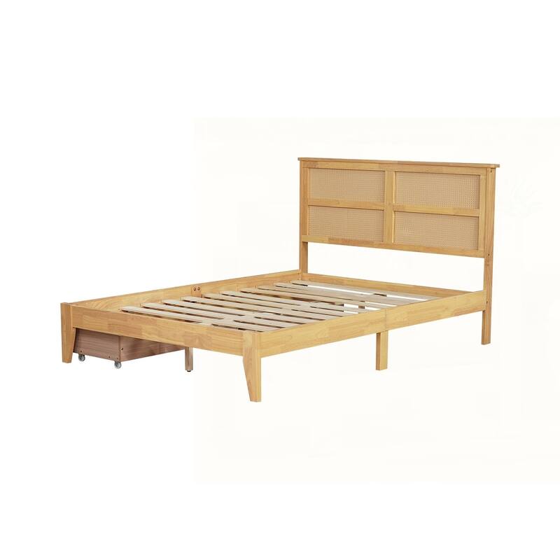 Rubber Wood Bed with Enhanced Support Salts and Feet