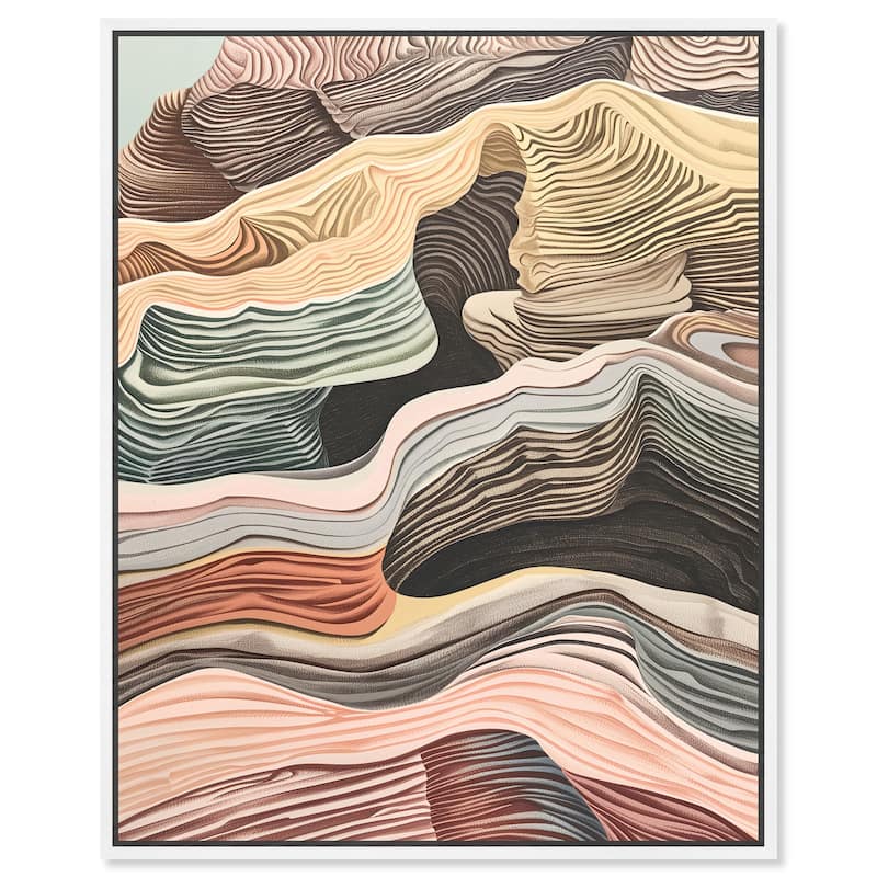 Art Remedy Coyote Tan Framed Boho Abstract 1 Piece Canvas Wall Art - 37 x 46 - White