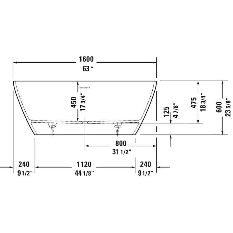 Duravit D-Neo 63" Freestanding Solid Surface Bathtub