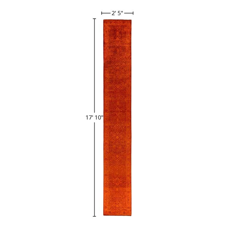 Overdyed One-of-a-Kind Hand-Knotted Area Rug - Orange - 2' 5" x 17' 10"