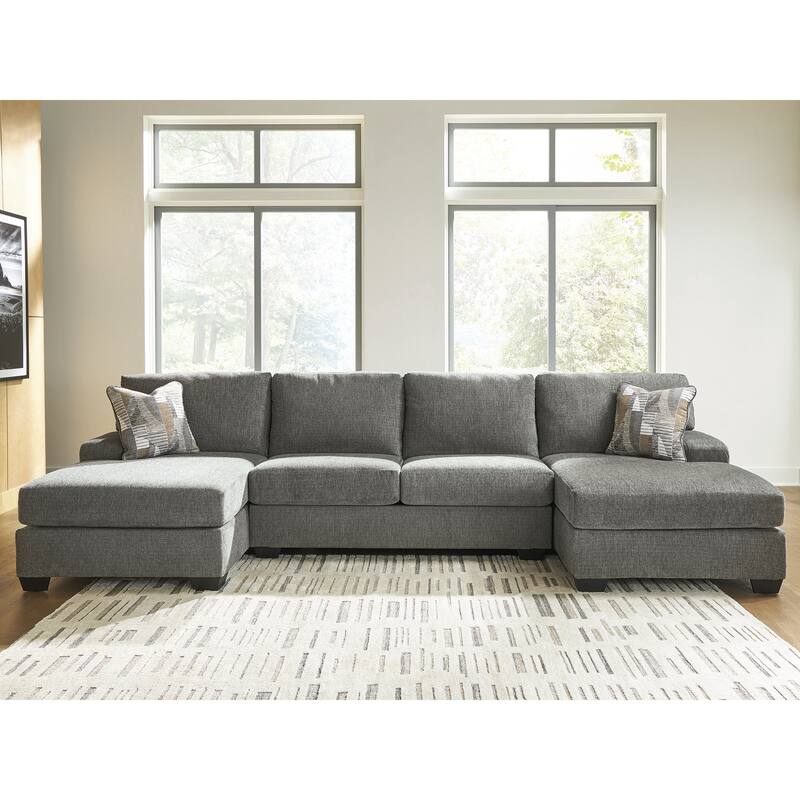 Signature Design by Ashley Seyler Lane Gray 3-Piece Sectional with Double Chaise - 142" W x 61" D x 39" H