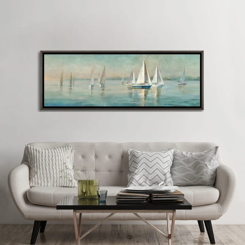 iCanvas "Sailboats at Sunrise" by Danhui Nai Framed