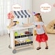 preview thumbnail 3 of 19, Costway Kids Ice Cream Cart Wooden Toddler Farmers Market Stand with - See Details