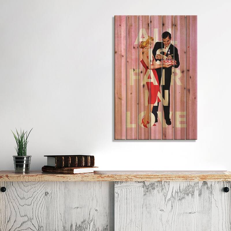 All Is Fair In Love Print On Wood by Heather Landis - Multi-Color