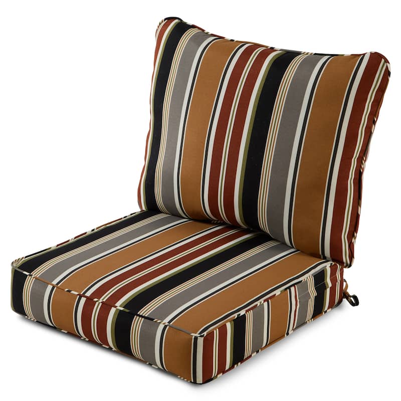 Brick Stripe Outdoor 24-inch x 24-inch Premium Deep Seat Cushion Set (Cushions Only)