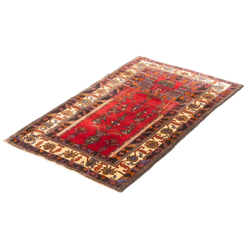 Teimani Red Rug 3'1" x 5'3" - 3'1 x 5'3