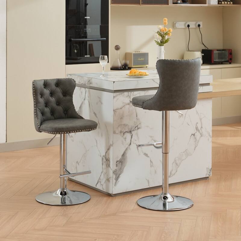 Swivel Foam Barstools Adjusatble Seat Set of 4