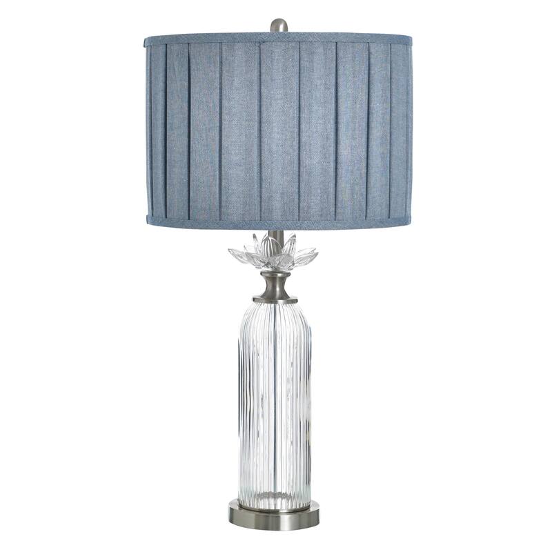 StyleCraft Glass Table Lamp - Lotus Silver - Blue Shade - Lotus Silver, Blue